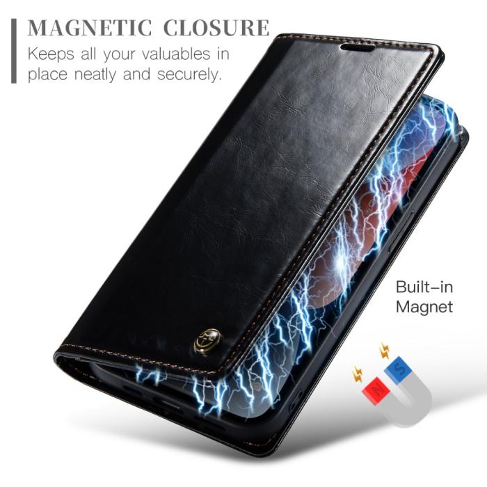 Bild 5, CASEME CASEME iPhone 15 Plus Fodral Oil Wax Flip Svart - Teknikhallen.se