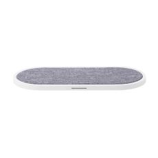 Gear GEAR Tr&aring;dl&ouml;s Dual Qi Laddare USB-C 2x10W Vit med Gr&aring; Textil - Teknikhallen.se