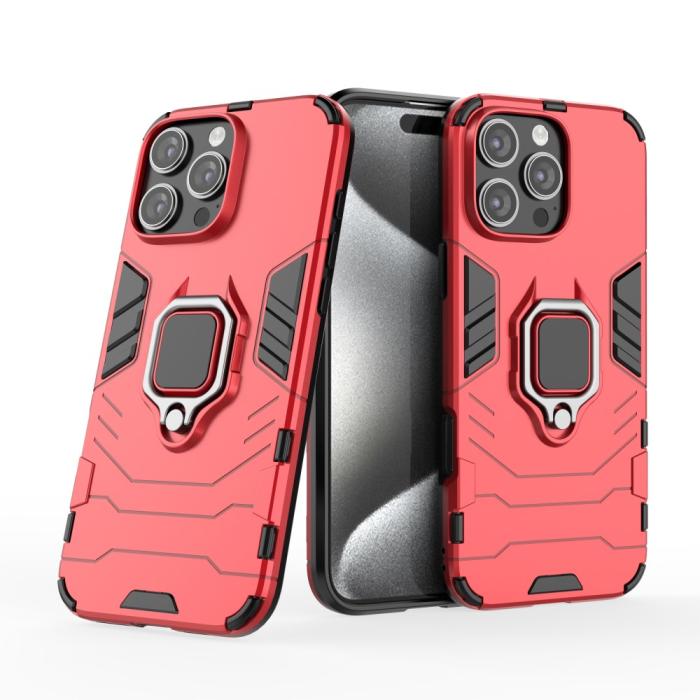 Bild 2,  iPhone 16 Pro Max Skal Hybrid Armor Ring Röd - Teknikhallen.se