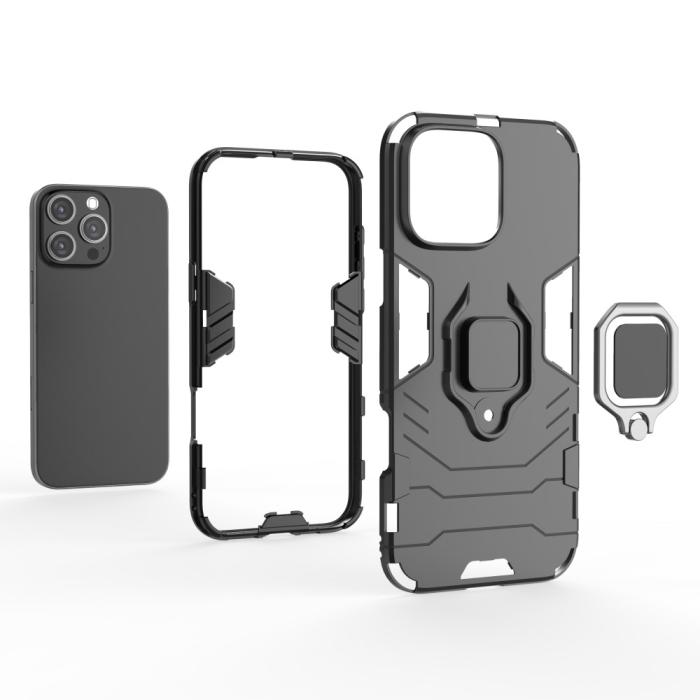 Bild 3,  iPhone 16 Pro Max Skal Hybrid Armor Ring Röd - Teknikhallen.se