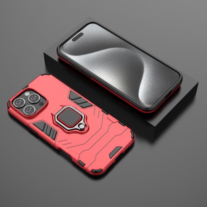 Bild 6,  iPhone 16 Pro Max Skal Hybrid Armor Ring Röd - Teknikhallen.se