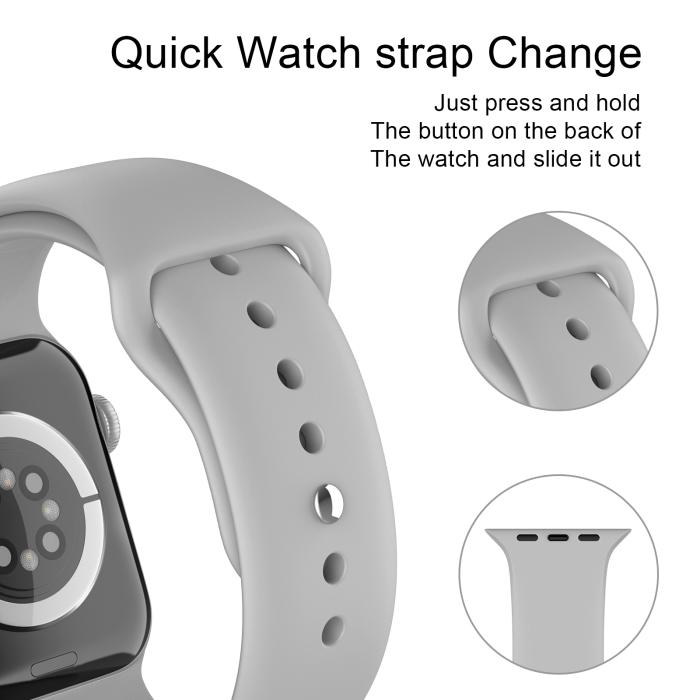 Bild 4, ColorPop Apple Watch 38/40/41/42 mm Silikon Armband (S/M) Ljus Grå - Teknikhallen.se