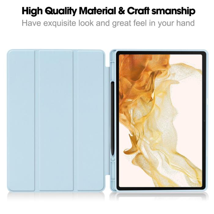 Bild 5,  Samsung Galaxy Tab S9 Plus Fodral Tri-Fold Pennhållare Blå - Teknikhallen.se