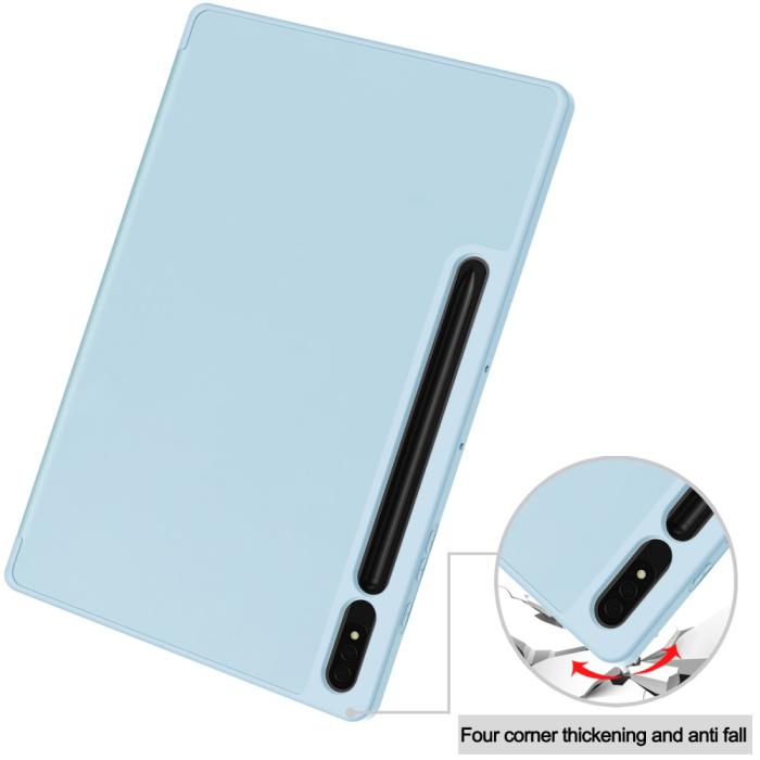 Bild 6,  Samsung Galaxy Tab S9 Plus Fodral Tri-Fold Pennhållare Blå - Teknikhallen.se
