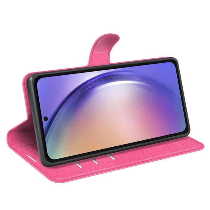 Bild 3,  Samsung Galaxy A55 5G Fodral Litchi Läder Rosa - Teknikhallen.se