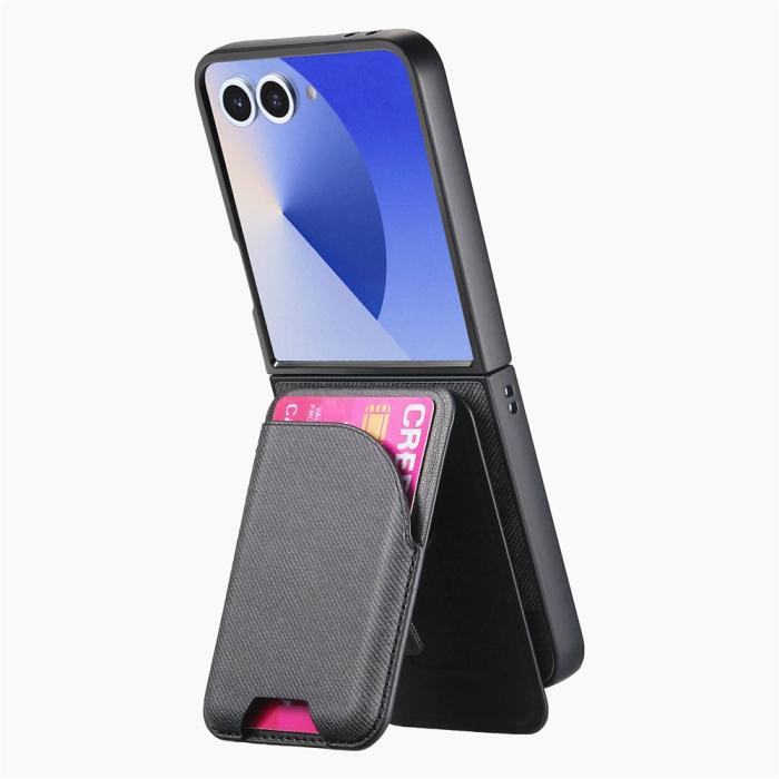 Bild 4,  Galaxy Z Flip 7 Skal Inkl. Avtagbart Kortfack Läder Svart - Teknikhallen.se