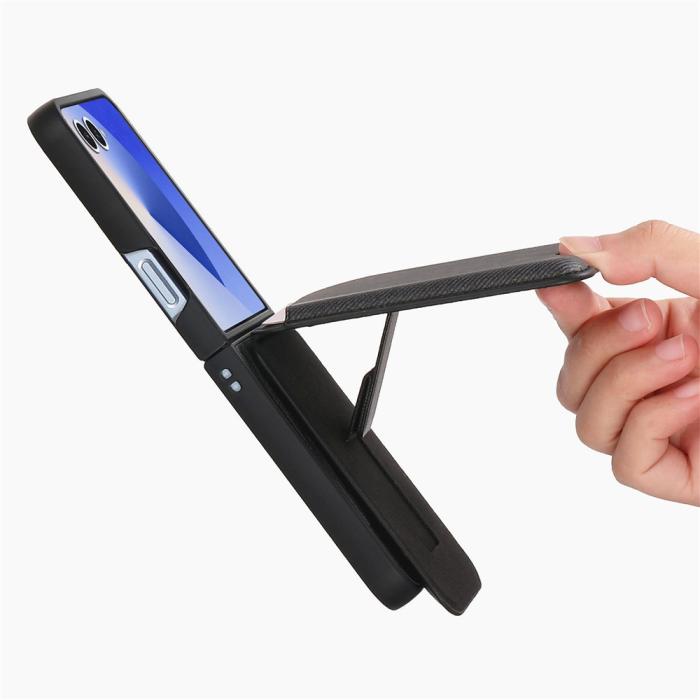Bild 5,  Galaxy Z Flip 7 Skal Inkl. Avtagbart Kortfack Läder Svart - Teknikhallen.se