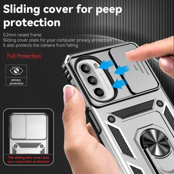 Bild 5,  Motorola Moto G52/G82 Skal CamShield Ring Armor Silver - Teknikhallen.se