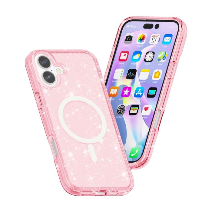 Bild 3,  iPhone 17 Skal MagSafe Hybrid Glitter Rosa - Teknikhallen.se