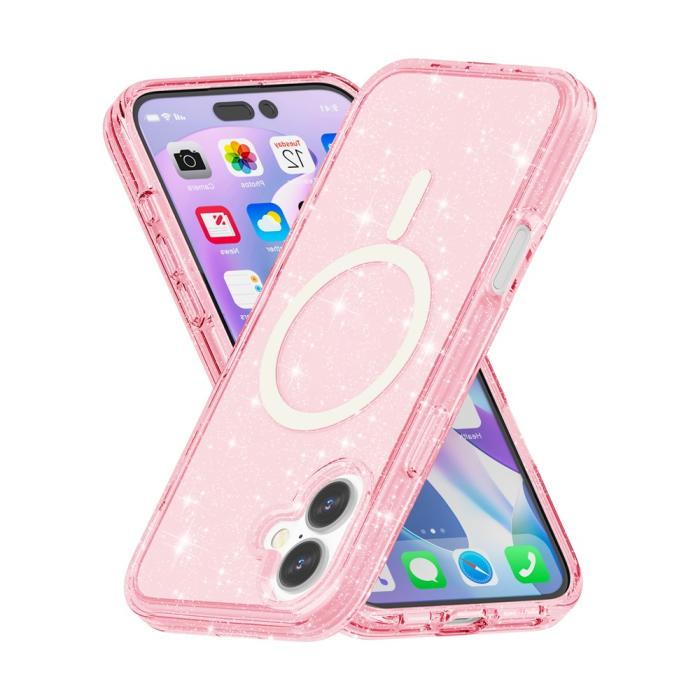 Bild 4,  iPhone 17 Skal MagSafe Hybrid Glitter Rosa - Teknikhallen.se