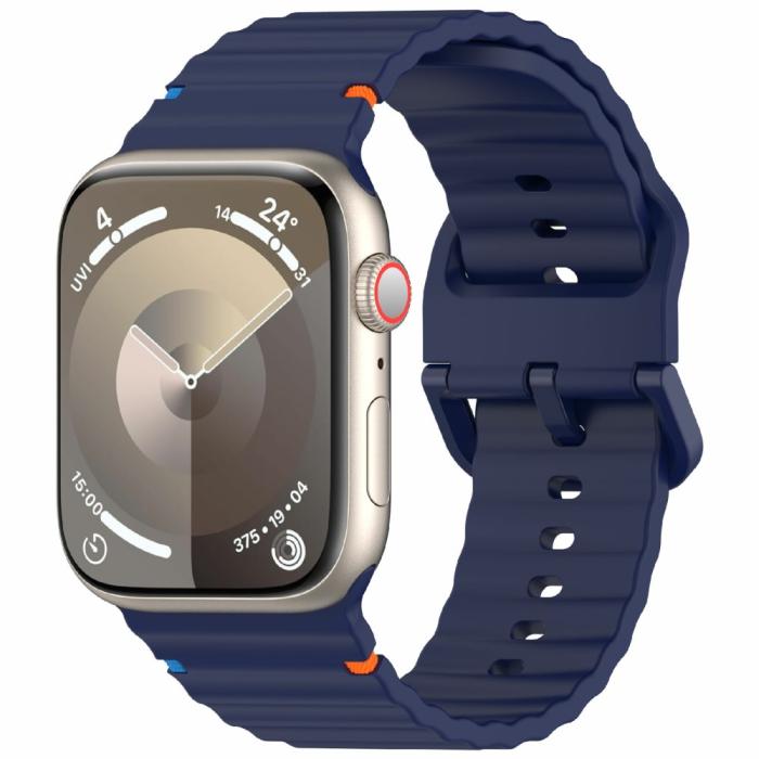 Bild 2,  Apple Watch 42/44/45/46/49 mm Armband Silikon Wave Blå - Teknikhallen.se