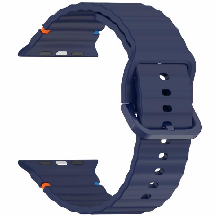 Bild 3,  Apple Watch 42/44/45/46/49 mm Armband Silikon Wave Blå - Teknikhallen.se