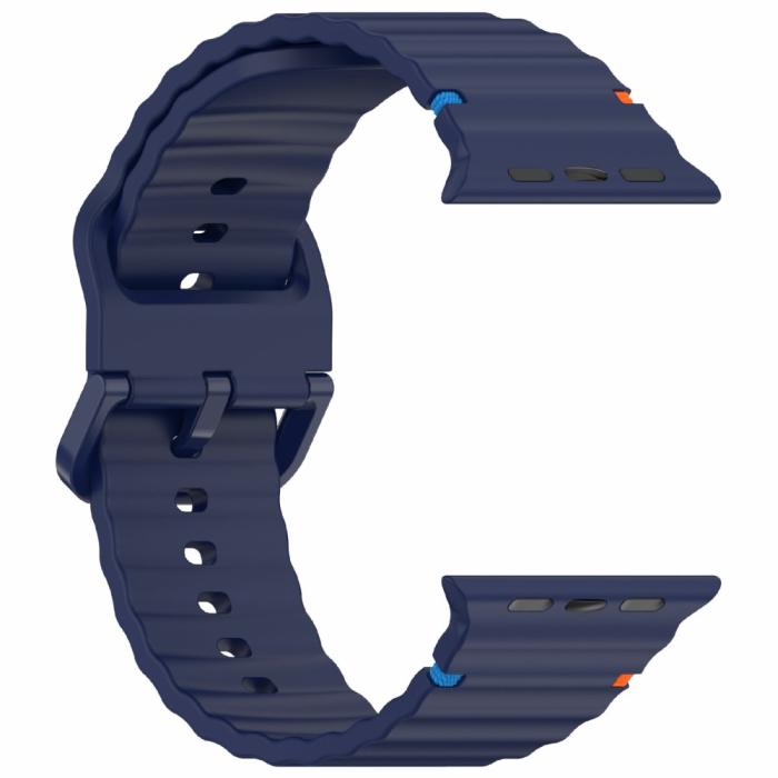 Bild 4,  Apple Watch 42/44/45/46/49 mm Armband Silikon Wave Blå - Teknikhallen.se