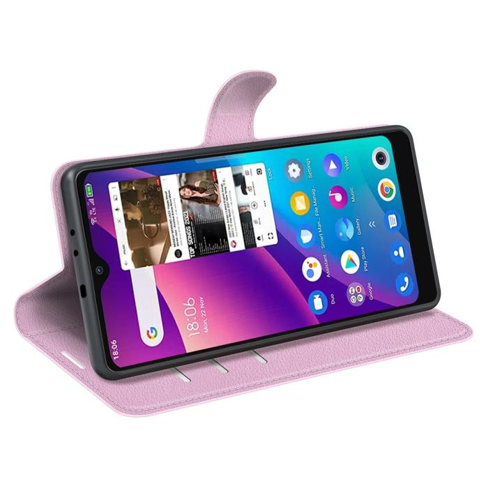 Bild 5,  TCL 305 (2022) Fodral Litchi Läder Ljus Rosa - Teknikhallen.se