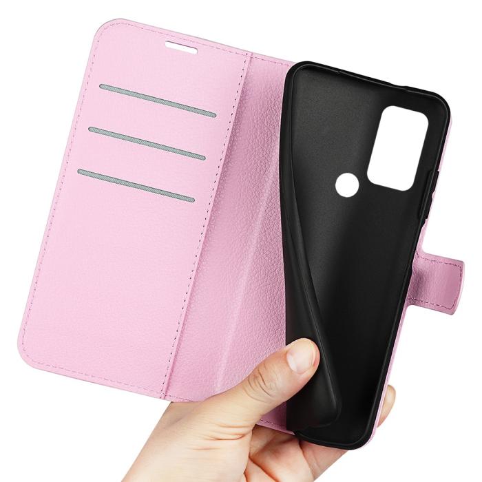 Bild 6,  TCL 305 (2022) Fodral Litchi Läder Ljus Rosa - Teknikhallen.se