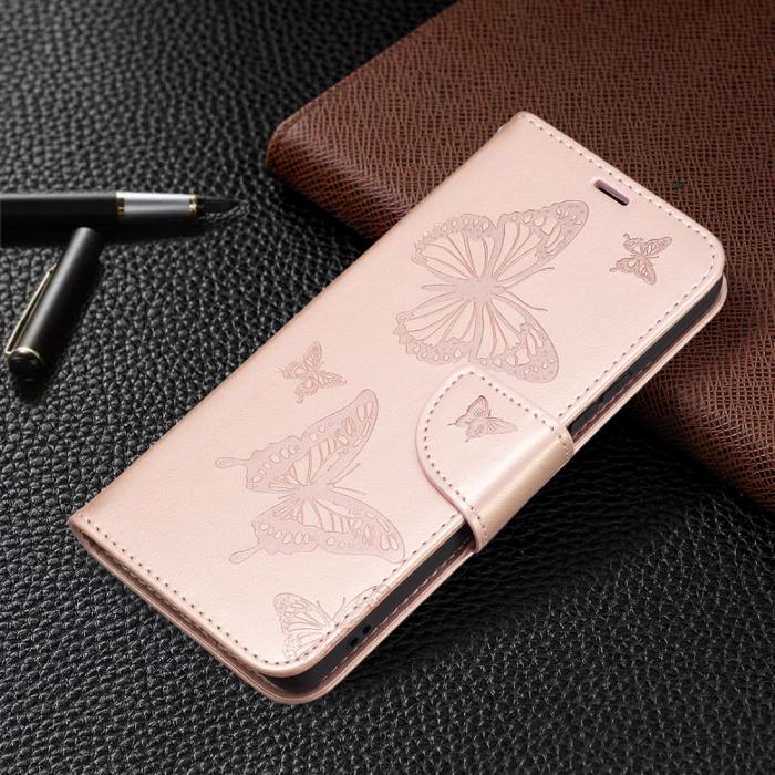 Bild 6,  Samsung Galaxy A53 5G Fodral Tryckta Fjärilar Roséguld - Teknikhallen.se