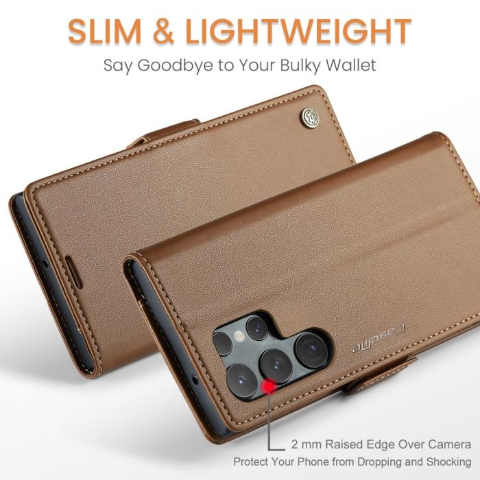 Bild 4, CASEME CASEME Galaxy S24 Ultra Fodral Slim Litchi Läder Brun - Teknikhallen.se