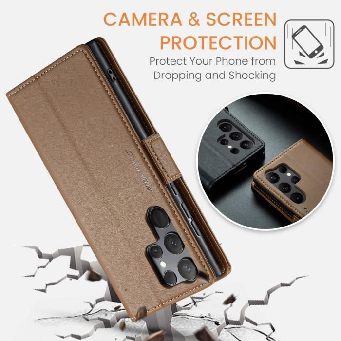 Bild 6, CASEME CASEME Galaxy S24 Ultra Fodral Slim Litchi Läder Brun - Teknikhallen.se