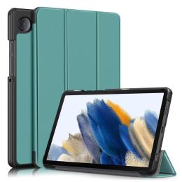  Samsung Galaxy Tab A9 Fodral Tri-Fold PU Läder Svartgrön - Teknikhallen.se