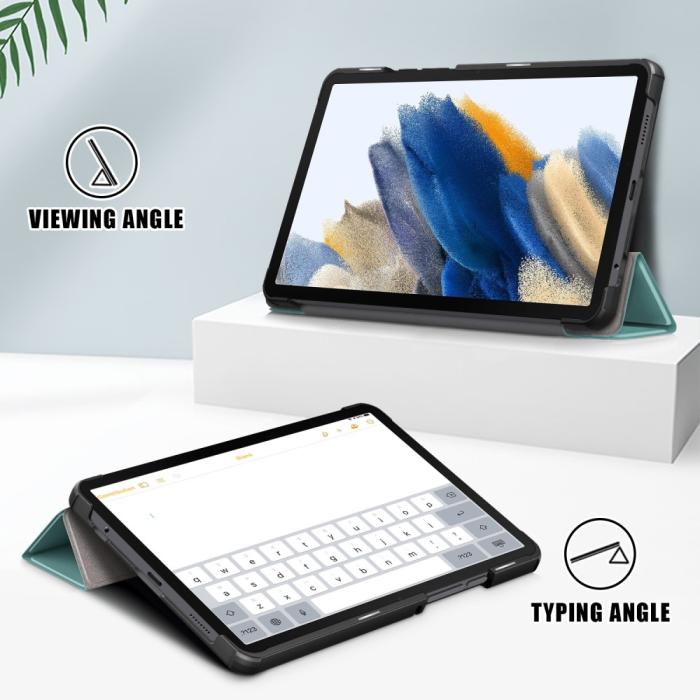 Bild 3,  Samsung Galaxy Tab A9 Fodral Tri-Fold PU Läder Svartgrön - Teknikhallen.se