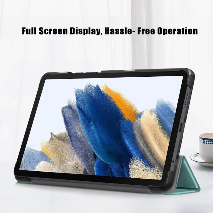 Bild 4,  Samsung Galaxy Tab A9 Fodral Tri-Fold PU Läder Svartgrön - Teknikhallen.se