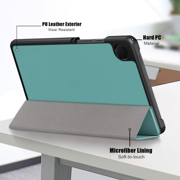 Bild 5,  Samsung Galaxy Tab A9 Fodral Tri-Fold PU Läder Svartgrön - Teknikhallen.se