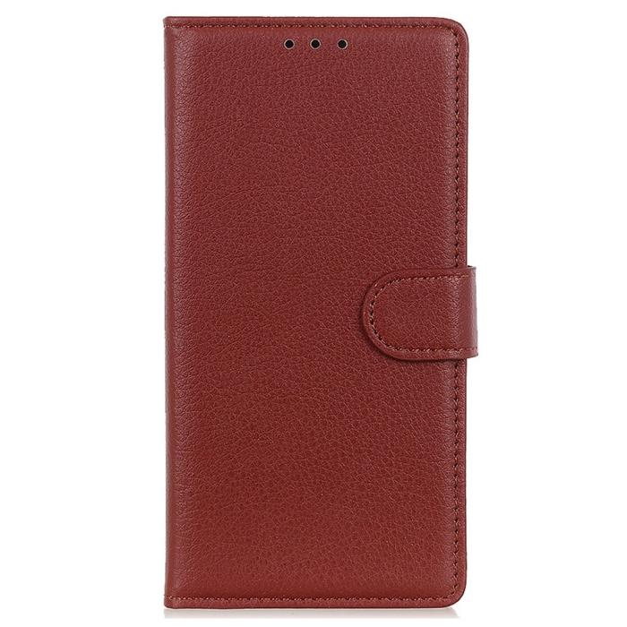 Bild 6,  Samsung Galaxy S23 Plus Fodral Litchi Läder Brun - Teknikhallen.se