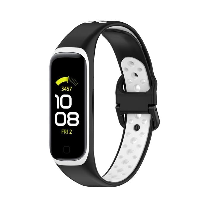 Bild 4,  Samsung Galaxy Fit 2 SM-R220 Armband Ihåligt Silikon Svart/Vit - Teknikhallen.se
