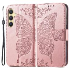 Samsung Galaxy S24 Plus Fodral Big Butterfly Ros&eacute;guld - Teknikhallen.se