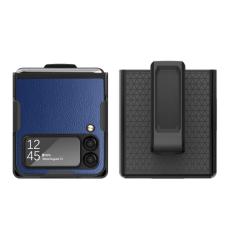 Samsung Galaxy Z Flip 4 Skal Litchi Med B&auml;lteskl&auml;mma Bl&aring; - Teknikhallen.se