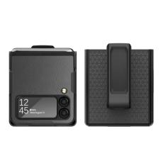  Samsung Galaxy Z Flip 4 Skal Litchi Med B&auml;lteskl&auml;mma Gr&aring; - Teknikhallen.se