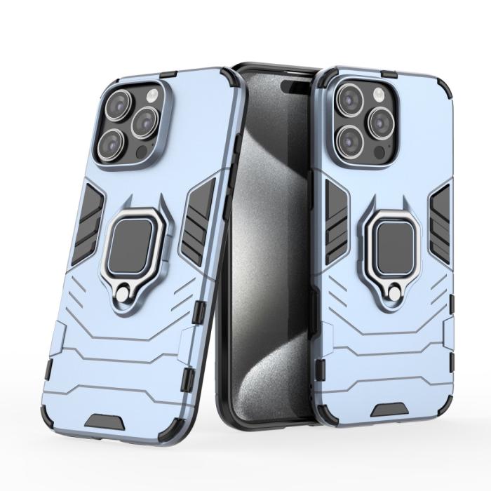 Bild 2,  iPhone 16 Pro Max Skal Hybrid Armor Ring Blå - Teknikhallen.se