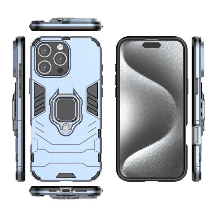 Bild 5,  iPhone 16 Pro Max Skal Hybrid Armor Ring Blå - Teknikhallen.se