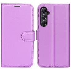  Samsung Galaxy A55 5G Fodral Litchi L&auml;der Lila - Teknikhallen.se