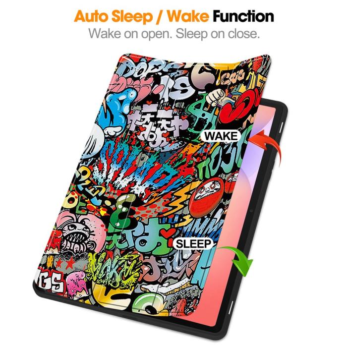 Bild 2,  Samsung Galaxy Tab S10 Lite Fodral Tri-Fold Graffiti - Teknikhallen.se