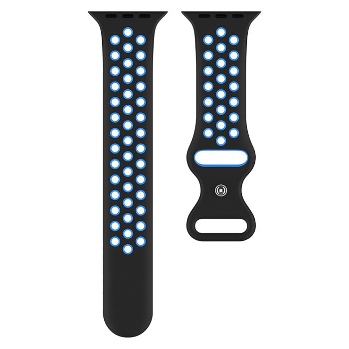 Bild 3, ColorPop Sportarmband Dual-Color Apple Watch 42/41/40/38 mm (S/M) Svart/Blå - Teknikhallen.se
