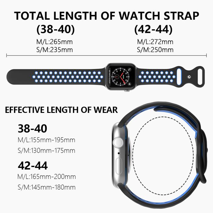 Bild 4, ColorPop Sportarmband Dual-Color Apple Watch 42/41/40/38 mm (S/M) Svart/Blå - Teknikhallen.se