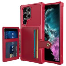  Samsung Galaxy S23 Ultra Skal Med Pl&aring;nbok R&ouml;d - Teknikhallen.se