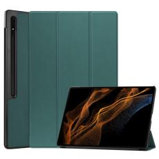  Samsung Galaxy Tab S9 Ultra Fodral Tri-Fold L&auml;der Svartgr&ouml;n - Teknikhallen.se