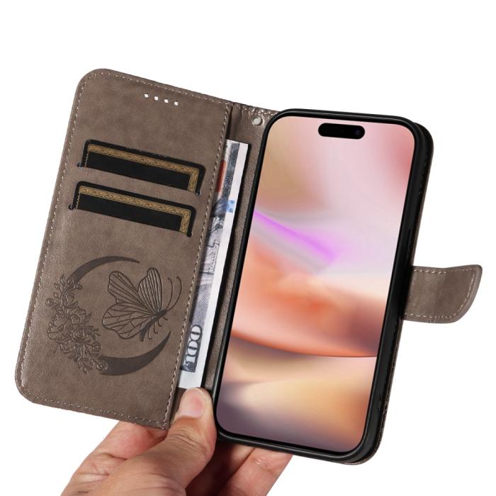 Bild 6,  iPhone 16 Plus Fodral Med Fjäril Tryck Grå - Teknikhallen.se