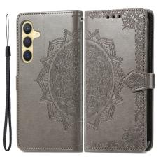  Samsung Galaxy S24 Fodral Mandala Tryck Gr&aring; - Teknikhallen.se