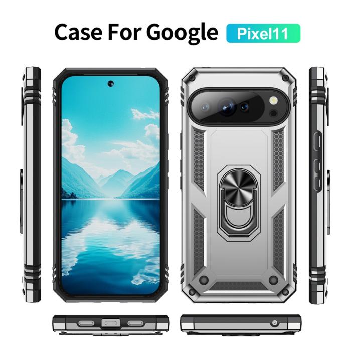 Bild 2,  Google Pixel 11 / 11 Pro Skal Hybrid Kickstand Silver - Teknikhallen.se