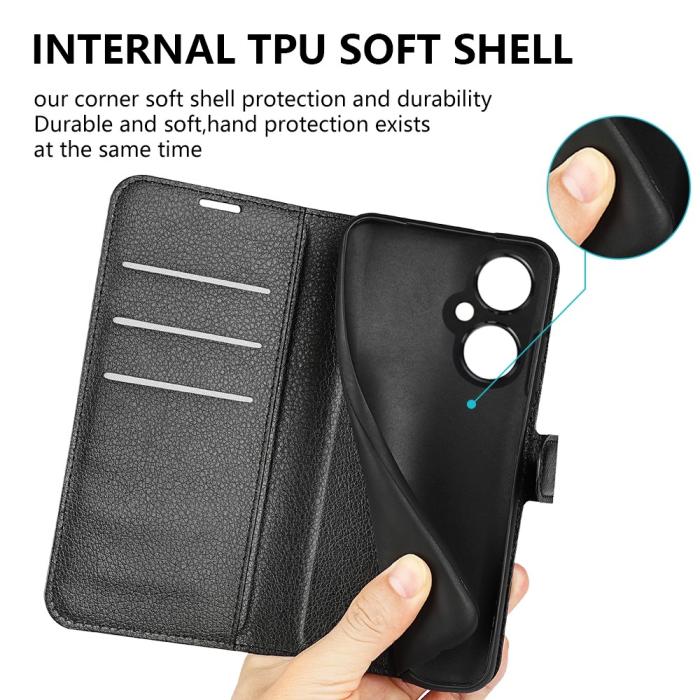 Bild 6,  OnePlus Nord CE 3 Lite 5G Fodral Litchi Läder Svart - Teknikhallen.se