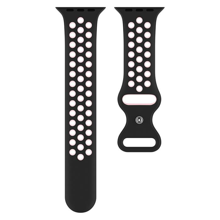 Bild 3, ColorPop Sportarmband Dual-Color Apple Watch 42/41/40/38 mm (S/M) Svart/Rosa - Teknikhallen.se