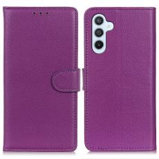  Samsung Galaxy S24 FE Fodral Litchi L&auml;der Lila - Teknikhallen.se