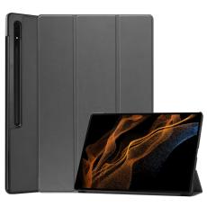  Samsung Galaxy Tab S9 Ultra Fodral Tri-Fold L&auml;der Gr&aring; - Teknikhallen.se