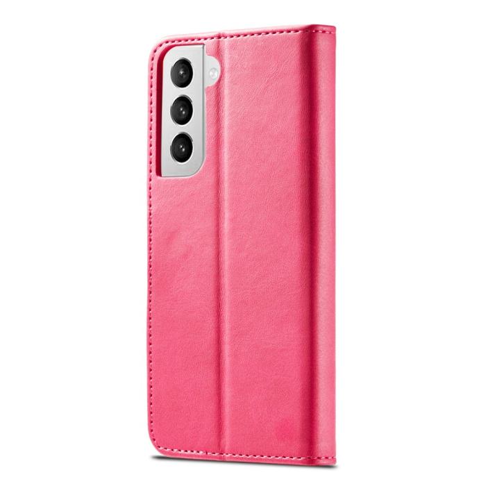 Bild 3, LC.IMEEKE Samsung Galaxy S21 Plus - LC.IMEEKE Läder Fodral - Rosa/Röd - Teknikhallen.se