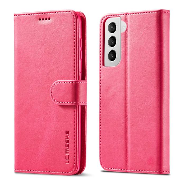 Bild 4, LC.IMEEKE Samsung Galaxy S21 Plus - LC.IMEEKE Läder Fodral - Rosa/Röd - Teknikhallen.se
