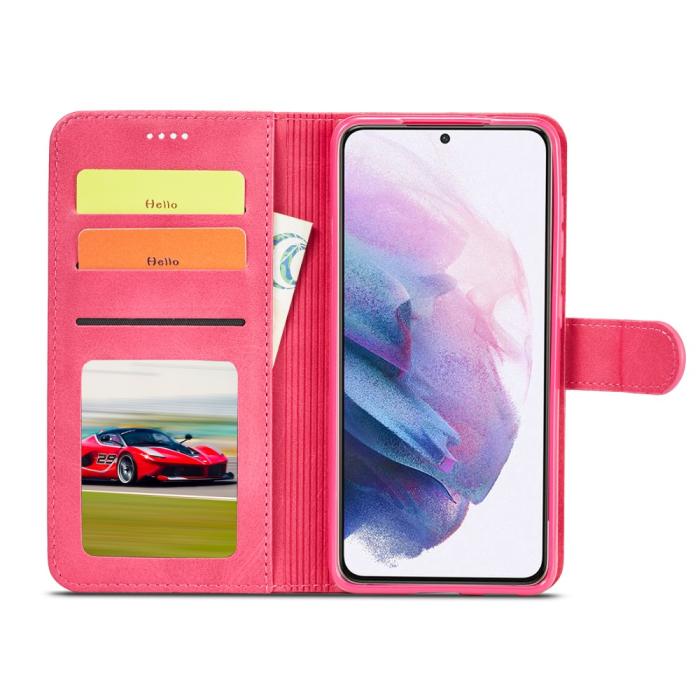 Bild 5, LC.IMEEKE Samsung Galaxy S21 Plus - LC.IMEEKE Läder Fodral - Rosa/Röd - Teknikhallen.se