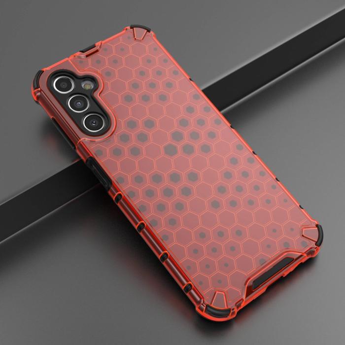 Bild 2,  Galaxy A14 4G/5G Skal Shockproof Honeycomb Textur Röd - Teknikhallen.se